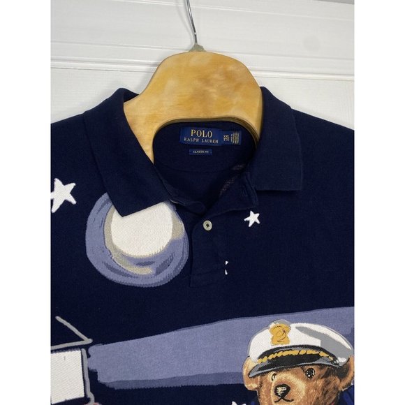 Polo Ralph Lauren Short Sleeve Polo Shirt Nautical Captain Sailor Bear Blue 2XL - Picture 3 of 15